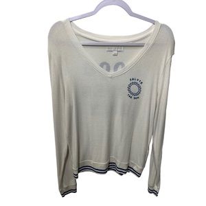 SPIRITUAL GANGSTER SALUTE THE SUN GOOD VIBES ONLY WHITE & BLUE STRETCHY TEE